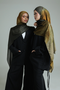 控えめなブランドの女性用オンブレプリントモダールヒジャブスカーフ70x180cm通気性のあるプリント織りヒジャブショール（カスタムロゴ付き） - Product Image 1