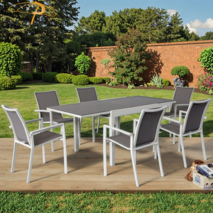Ensemble table à manger et chaises extensibles <span class=keywords><strong>de</strong></span> <span class=keywords><strong>jardin</strong></span> en <span class=keywords><strong>aluminium</strong></span> pour patio extérieur moderne pour restaurant - Product Image 1
