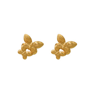 Butterfly Metal Stud Earrings Gold Stainless Steel Fashion Jewelry For Women Geometric Design Trendy Earrings - Product Image 5