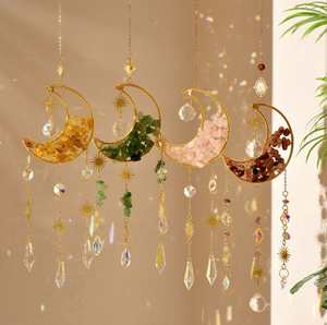 Colgante de Luna de Cristal Natural Triturado al por Mayor, Atrapasueños y Campanilla de Viento Envueltos a Mano, Decoración DIY de Luz y Sombra, Pedidos al por Mayor - Product Image 1