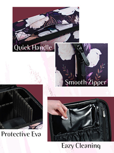 Large Capacity Floral Cosmetic Travel <b>Case</b> with Removable Dividers Portable <b>Makeup</b> Bags Handheld <b>Makeup</b> Artist Organizer Bag - Product Image 4