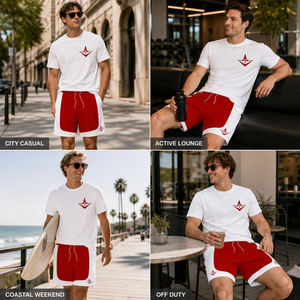 Conjunto Deportivo para Hombre, Camiseta de Manga Corta con Bloques de Color, Pantalones Cortos, Logotipo Heartbeat, Ropa Casual para Correr, Logotipo Personalizado OEM ODM - Product Image 4