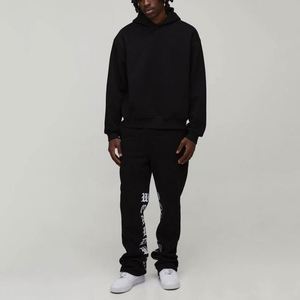 Conjunto de Sudadera Corta y Pantalones Deportivos para Hombre, Estampado de Letras Góticas, Pantalones Acampanados, Ropa Casual de Calle, Traje Deportivo de 2 Piezas para Hombre - Product Image 1
