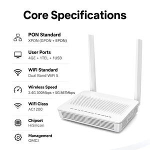 EG8145V5-ws12 old fiber optic <b>router</b> Gigabit Cat XPON 4GE+1TEL+1 USB 2.4G+5G (AC1200) FTTH - Product Image 1
