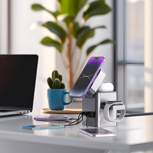 ที่ชาร์จไร้สายทรงลูกบาศก์แม่เหล็กพับได้15W สถานีชาร์จอัจฉริยะแบบหลายพอร์ต - Product Image 3