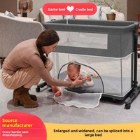 Lit de Bébé Portable en Métal Pliable et Attachable, Grand Lit Compact Style Européen, Berceau à Bascule pour Nourrisson, Table à Langer