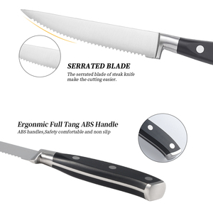 Meilleures ventes Ensemble de couteaux <span class=keywords><strong>à</strong></span> <span class=keywords><strong>steak</strong></span> en acier inoxydable de qualité supérieure de 4.5 pouces Couteaux de cuisine modernes en métal <span class=keywords><strong>à</strong></span> bord dentelé avec ABS Cuisson de la viande - Product Image 4