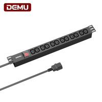 Bloc de distribution d'alimentation (PDU) 1U 19 pouces pour rack, 12 prises IEC C13 10A 2500W, avec interrupteur principal 2-en-1, certifié CE