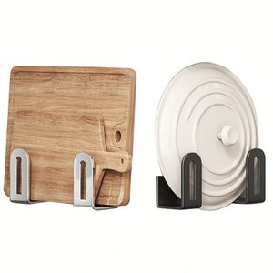 Support mural universel auto-adhésif en acier inoxydable 304 pour planches à découper, couvercles de casseroles et poêles, organisateur pour armoire - Product Image 4