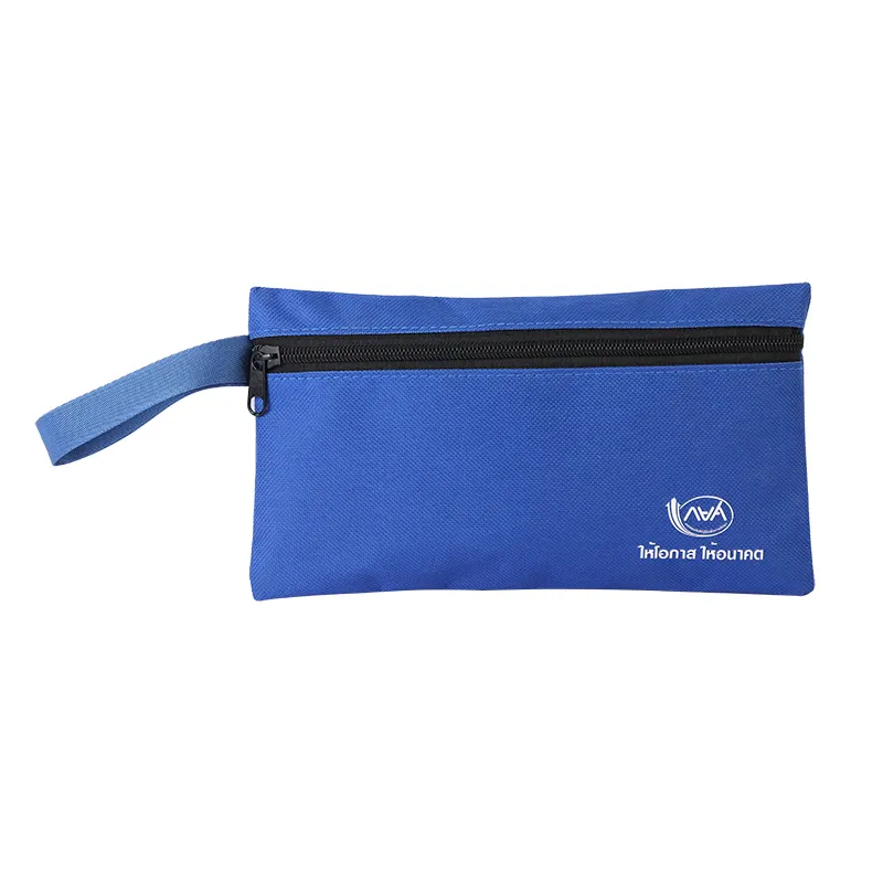 Custom Logo Fabric Silk Screen Printing Promotional Gift Packing Bag Pencil Pouch Cotton Canvas Zipper Pouch Bag