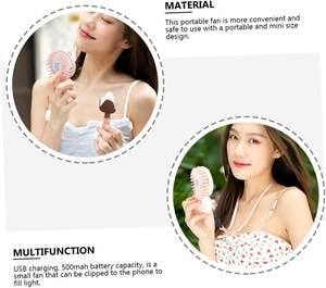 Ventilateur portable à clipser, mini ventilateur de téléphone rechargeable, pour la maison, l'extérieur et les voyages, avec anneau lumineux LED et clip pour téléphone, ventilateur pliable à main - Product Image 2