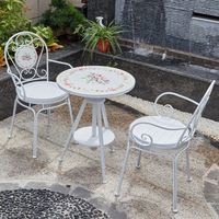 Table ronde réglable en métal personnalisée pour l'extérieur, idéale pour les cours, les balcons et les jardins, avec chaises assorties