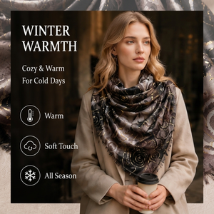 Bufanda de Invierno para Mujer, Personalizada, de Poliéster con Acabado Satinado de Lujo, 180x90cm, Patrón de Lámina Dorada, Diseño Personalizado - Product Image 4