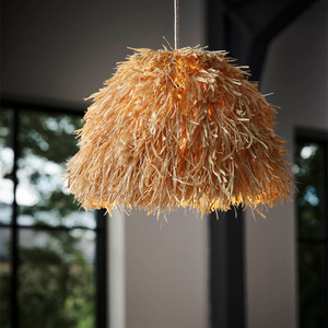 Luminaire suspendu rond en paille tressée, LED E27, pour salon ou maison d'hôtes - Product Image 2