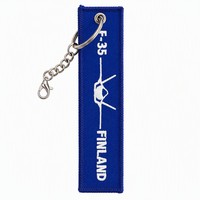 Porte-clés brodé F-35 Finlande, motif avion, personnalisé, pour vêtements, sacs, cadeaux