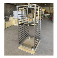Chariot de rangement mobile professionnel en acier inoxydable 60x40cm avec revêtement poudré, à quatre roues, pour boulangerie et cuisine