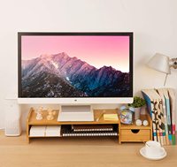2 Tier Desktop Organizer Set Standing Desk Bamboe Houten Laptop Pc Computer Monitor Stand Riser Met Lade Boek Houder