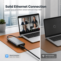 Station d'accueil USB-C 11-en-1 avec HDMI 4K 30Hz, VGA, charge PD 100W, Ethernet RJ45 100 Mbps, USB 3.0, SD, TF et audio 3,5 mm