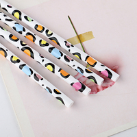 Pailles à boire réutilisables en plastique rigide écologiques à motif vache, avec design lavable, taille et couleur personnalisables