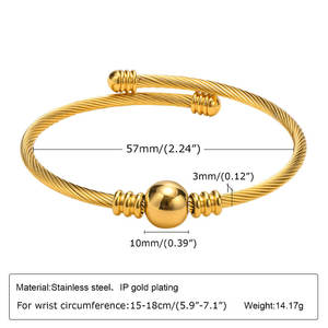 Bracelet et jonc en acier inoxydable anti-ternissement, résistant à l'eau, plaqué or 14K 18K, pour femmes - Product Image 6