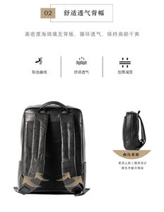 กระเป๋าเป้สะพายหลังหนังแท้สำหรับผู้ชาย Andong Leather Men Business ขนาด 15.6 นิ้ว พร้อมแผ่นรองหลังระบายอากาศ หนังวัวแท้ ดีไซน์ลำลองทันสมัย รุ่น 6616A - Product Image 5