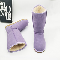 Bottes Hautes de Luxe de Créateur 2024 en Gros, Mode Hiver d'Extérieur en Cuir de Vachette et Laine pour Femme