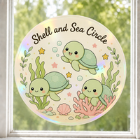 Autocollants personnalisés imperméables en PVC vinyle, tortue kawaii, algues marines, autocollant décoratif électrostatique pour fenêtre, imprimé UV, autocollant mural décoratif pour verre
