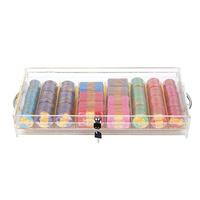 YH 55cm tailles de mélange table de poker verrouillable support de jetons de poker en acrylique transparent plateau de jetons de poker en acrylique avec couvercle