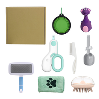 Nouvel article, vente chaude, kit de toilettage professionnel complet 8 en 1, bol en silicone pour nourriture, eau et boissons, jouets pour chiens, chats et animaux de compagnie, ensemble cadeau