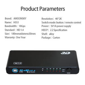 <span class=keywords><strong>4K</strong></span> * 2K 3D HD Switcher 5 en 1 convertidor de interruptor de salida para DVD <span class=keywords><strong>Mibox</strong></span> TV PS3 PS4 PS5 compatible con Control remoto - Product Image 5