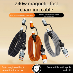 Câble de données magnétique rétractable 240W à charge rapide multi-protocoles 4-en-1 pour téléphone, tablette, ordinateur de bureau et voiture - Product Image 4