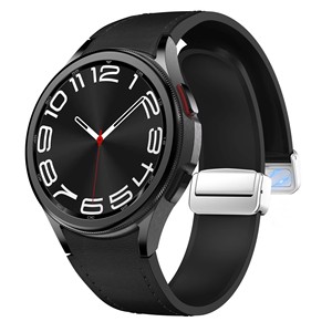 Bracelet de montre compatible avec Samsung <span class=keywords><strong>Watch7</strong></span>, bracelet en cuir et silicone, boucle magnétique pliable, bracelet de 20 mm, bracelet de poignet - Product Image 2