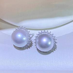 22620 Accesorios de Perlas DIY, Pendientes de Plata S925 con Diseño de Girasol Vacío y Cuentas Redondas de 8-10mm - Product Image 3