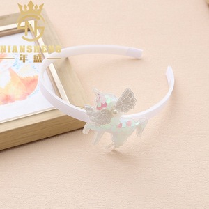 Serre-<span class=keywords><strong>tête</strong></span> Licorne Princesse en Tissu Fait Main pour Enfants Européens et Américains, avec Paillettes et Motifs de Dessins Animés, Mignon et Doux pour les Cheveux des Filles - Product Image 4