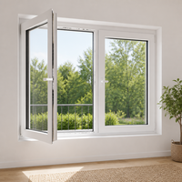 Ventana Abatible de UPVC con Múltiples Cámaras, Resistente a la Corrosión del Sal y a la Intemperie, con Malla de Nailon, para Granjas, Talleres y Lavanderías