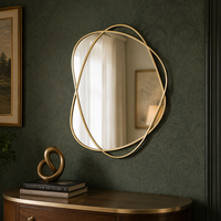 Miroirs décoratifs muraux pour l'intérieur de la maison, accent décoratif, 71,12*2,54*71,12CM, miroirs muraux carrés en métal, décoration pour le salon