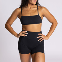 Ensemble de yoga 2 pièces : Soutien-gorge à double bretelle et short de yoga taille haute moulant, anti-transpiration, couleur unie, vêtements de fitness XL
