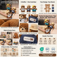 Porte-clés Ours en Peluche Mignon avec Lunettes, Tenue Personnalisée, Breloque de Sac en Peluche Douce, Pendentif Ours en Peluche pour Sac à Dos, Décoration de Sac, Cadeau