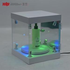 TERMEIN Boîte de présentation pour figurines avec projecteur LED RGB en acrylique écologique, base rotative, prise 12V - Product Image 1