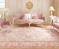 Luxury Pink Persian Style Faux Cashmere Rug, Elegant Carpet, Wear Resistant Easy Care Floor Mat for Living Room Home Decor