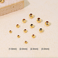 Perles Facettées 18K, Petites Perles Rondes Brillantes en Or Véritable, Entretoises DIY pour la Fabrication de Bijoux, Composants et Accessoires