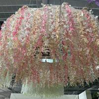 Guirlande florale artificielle M902 rose et blanche, lustre suspendu pour mariage, longue draperie de fleurs de glycine, décoration de plafond en forme d'anneau