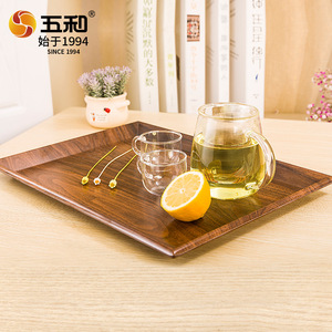 Wuhe Melamine Wood Grain Tray Food Grade Drop Resistant Catering Home Use - Product Image 3