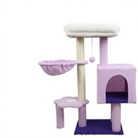 Arbre à chat en peluche à motifs floraux avec lit pour chat et griffoir - Structure d'escalade multi-niveaux en polaire Teddy pour chats d'intérieur et chatons