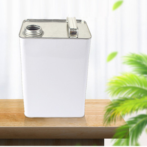 Fabbrica 4L quadrato bianco barile <span class=keywords><strong>olio</strong></span> di vernice latta chimica tanica tanica con ferro vite ugello coperchio ferro maniglia - Product Image 1