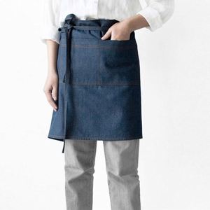 Tablier de travail demi-corps en denim durable et lavable, écologique, pour hommes et femmes, idéal pour la cuisine, la pâtisserie et la restauration - Vente en gros transfrontalière - Product Image 1