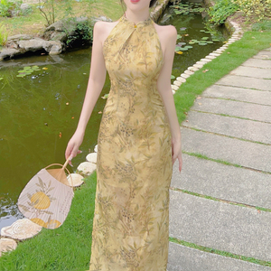 Cheongsam verde para <span class=keywords><strong>mujer</strong></span>, estilo joven, estilo <span class=keywords><strong>tradicional</strong></span> chino, gasa mejorada, vestidos de <span class=keywords><strong>mujer</strong></span> de talla grande, <span class=keywords><strong>qipao</strong></span> para <span class=keywords><strong>mujer</strong></span> - Product Image 3