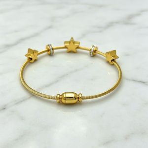 Gold Plated Star Chain <b>Bracelet</b> With Crystal Rhinestones Trendy Unisex Jewelry Gift - Product Image 2