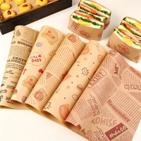 Papier d'emballage alimentaire en gros personnalisé avec logo imprimé, résistant à la graisse et au cire, pour sandwichs, burgers, poulet frit et frites
