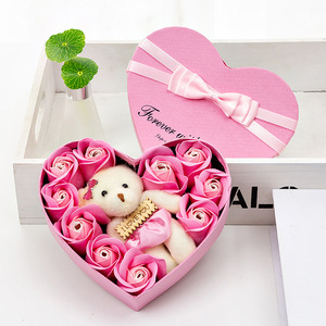 Heart Shaped Box Soap Flower Heart Shaped Rose Gift Box Valentine's Day Mother's Day Gift Rose Flower Creative Birthday Gift Paper Ring Box